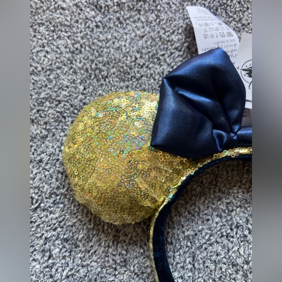 Disney Parks Ear Headband Gold Sequin Navy Blue Mickey Mouse Ears - Picture 4 of 10